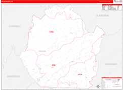 Union County, TN Digital Map Red Line Style