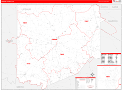 Upshur County, TX Digital Map Red Line Style