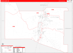 Valencia County, NM Digital Map Red Line Style