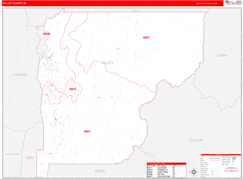 Valley County, ID Digital Map Red Line Style