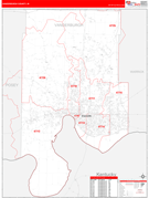Vanderburgh County, IN Digital Map Red Line Style