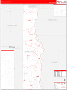 Vermillion County, IN Digital Map Red Line Style