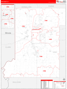 Vigo County, IN Digital Map Red Line Style