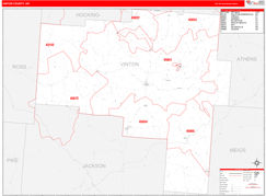 Vinton County, OH Digital Map Red Line Style