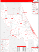 Volusia County, FL Digital Map Red Line Style