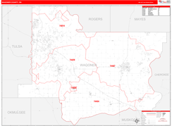 Wagoner County, OK Digital Map Red Line Style