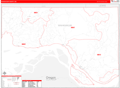 Wahkiakum County, WA Digital Map Red Line Style