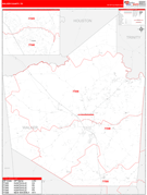 Walker County, TX Digital Map Red Line Style