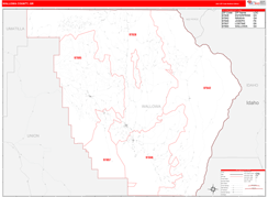 Wallowa County, OR Digital Map Red Line Style