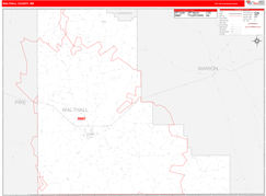 Walthall County, MS Digital Map Red Line Style