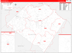 Walton County, GA Digital Map Red Line Style