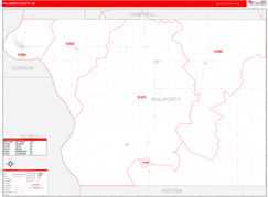 Walworth County, SD Digital Map Red Line Style