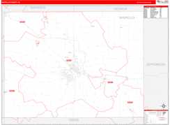 Wapello County, IA Digital Map Red Line Style