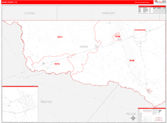 Ward County, TX Digital Map Red Line Style