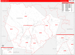Warren County, KY Digital Map Red Line Style