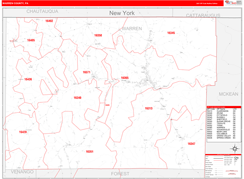 Warren County, PA Digital Map Red Line Style