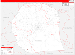 Warren County, TN Digital Map Red Line Style