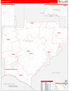 Warrick County, IN Digital Map Red Line Style