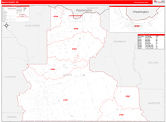 Wasco County, OR Digital Map Red Line Style