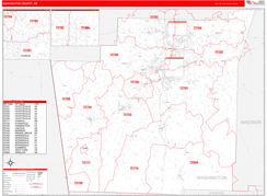 Washington County, AR Digital Map Red Line Style