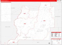 Washington County, FL Digital Map Red Line Style