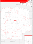 Washington County, IN Digital Map Red Line Style