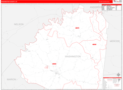Washington County, KY Digital Map Red Line Style