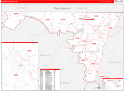 Washington County, MD Digital Map Red Line Style