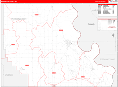 Washington County, NE Digital Map Red Line Style