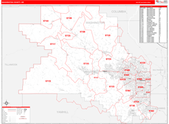 Washington County, OR Digital Map Red Line Style