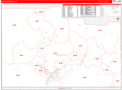 Washington County, UT Digital Map Red Line Style