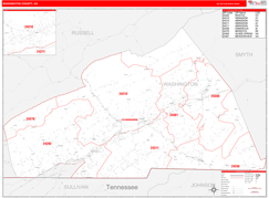 Washington County, VA Digital Map Red Line Style