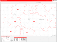 Washita County, OK Digital Map Red Line Style