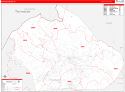 Watauga County, NC Digital Map Red Line Style