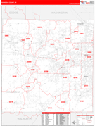 Waukesha County, WI Digital Map Red Line Style