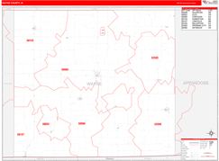 Wayne County, IA Digital Map Red Line Style