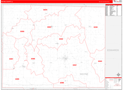 Wayne County, IL Digital Map Red Line Style