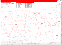Wayne County, NY Digital Map Red Line Style