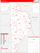 Wayne County, PA Digital Map Red Line Style