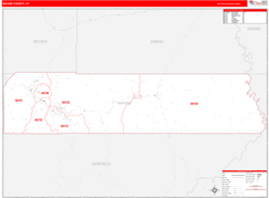 Wayne County, UT Digital Map Red Line Style