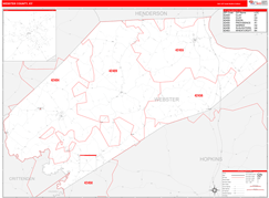 Webster County, KY Digital Map Red Line Style
