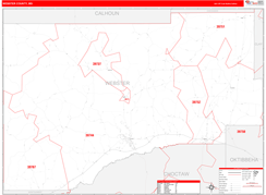 Webster County, MS Digital Map Red Line Style