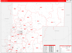 Weld County, CO Digital Map Red Line Style