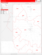 Wells County, IN Digital Map Red Line Style