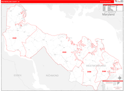 Westmoreland County, VA Digital Map Red Line Style