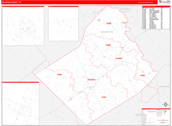 Wharton County, TX Digital Map Red Line Style