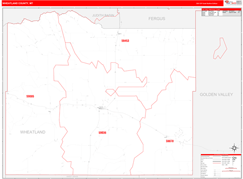 Wheatland County, MT Digital Map Red Line Style