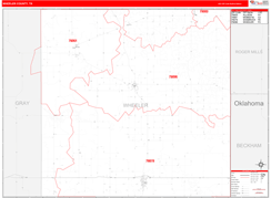 Wheeler County, TX Digital Map Red Line Style