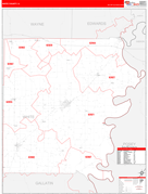 White County, IL Digital Map Red Line Style