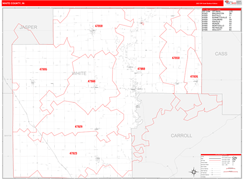 White County, IN Digital Map Red Line Style